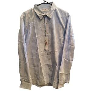 Paul Jones Button Up Shirt Men Sz XL Blue White Check‎ Long Sleeve New
